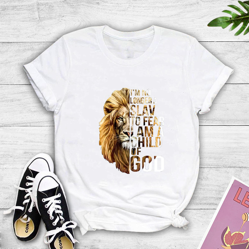 Lion stitching letter print casual short-sleeved T-shirt NSYAY64866