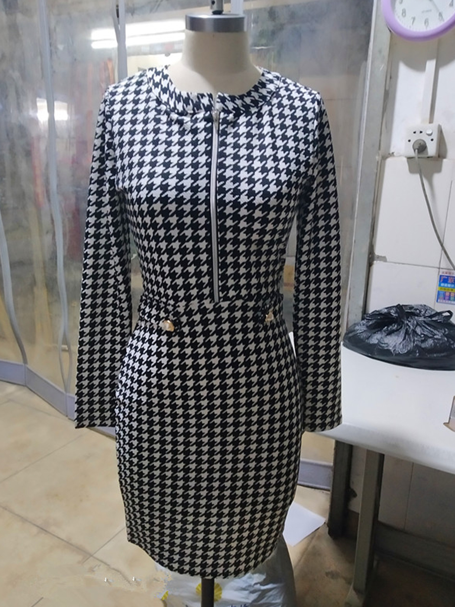 hot sale new spring houndstooth dress NSOUY65184