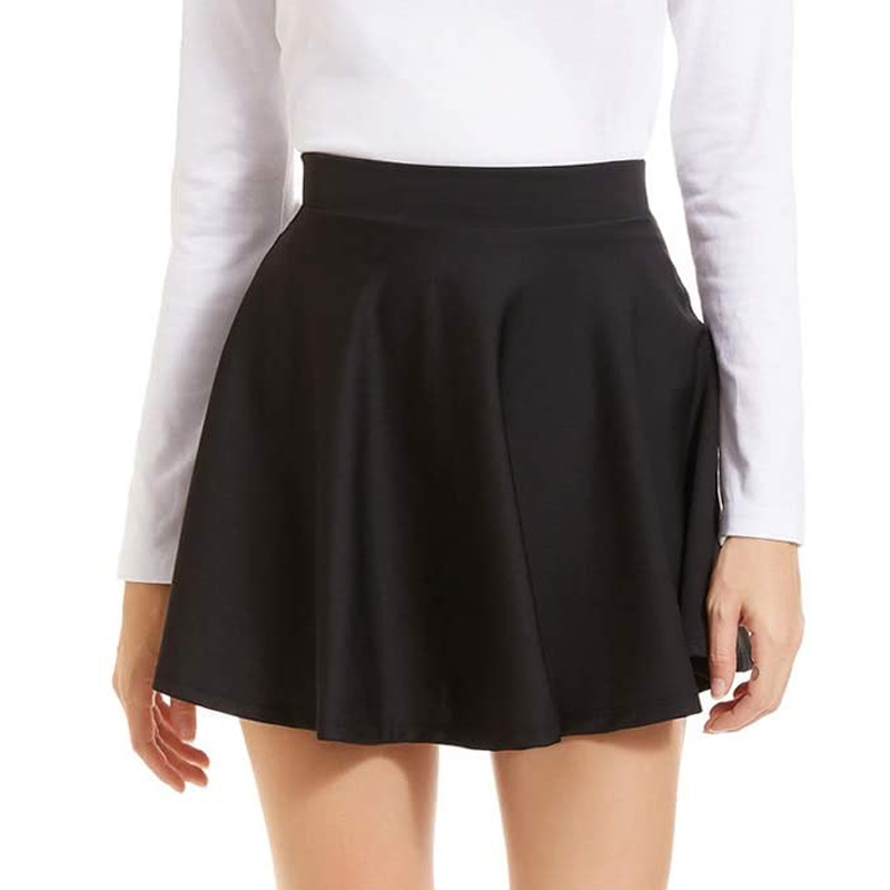 High Waist Pleated Solid Color Mini Skirt NSXIA65324