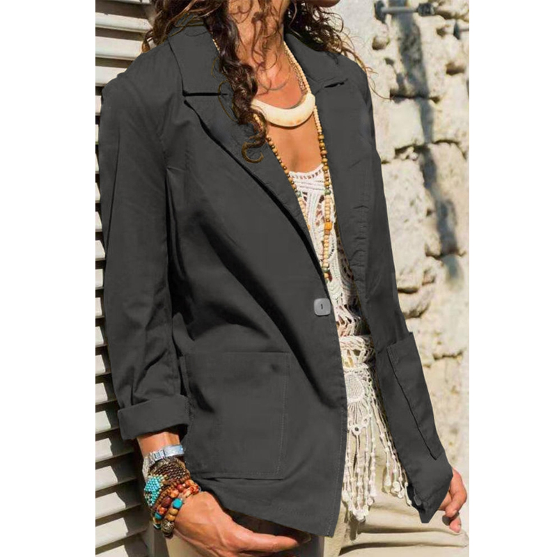 Temperament Cotton & Linen Casual Solid Color Long-Sleeved Short Coat NSXIA65319