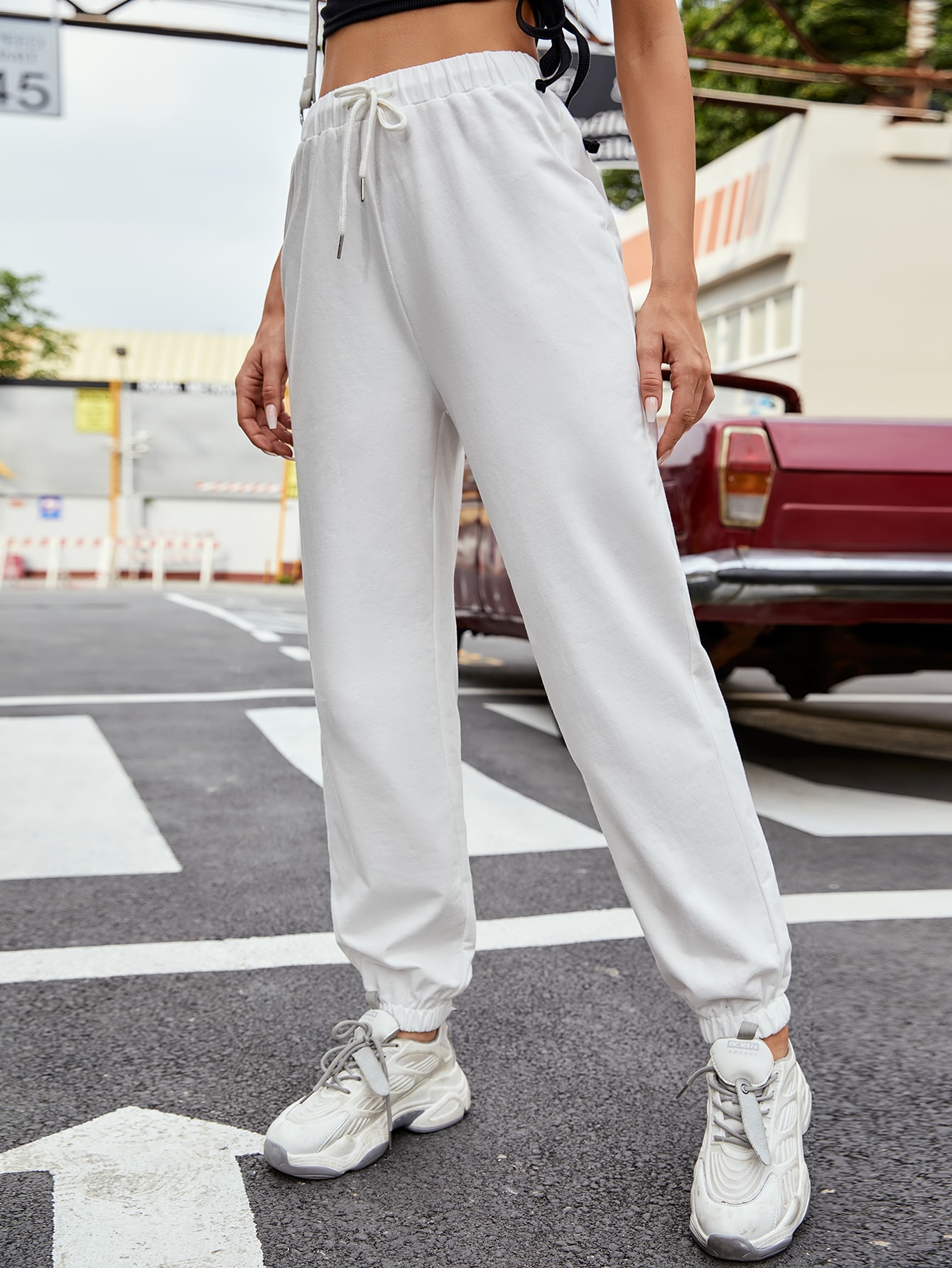 lace-up plain color trousers NSCAI61643