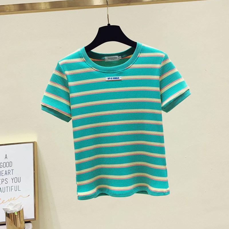 slim striped short-sleeved sweater NSYAY61637