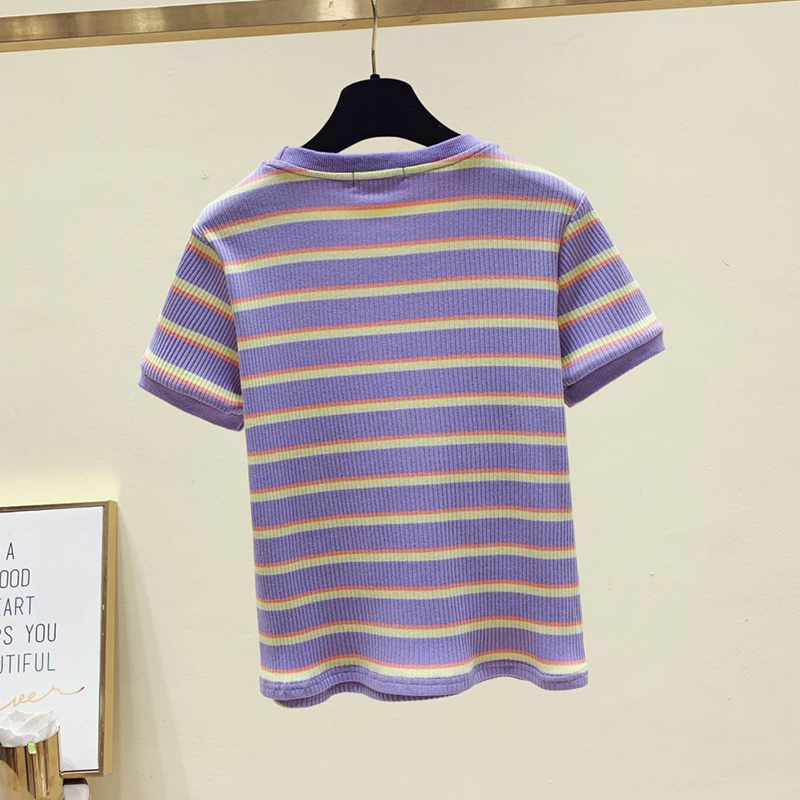 slim striped short-sleeved sweater NSYAY61637