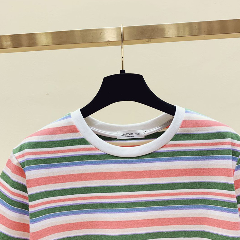 cotton rainbow striped T-shirt  NSYAY61611