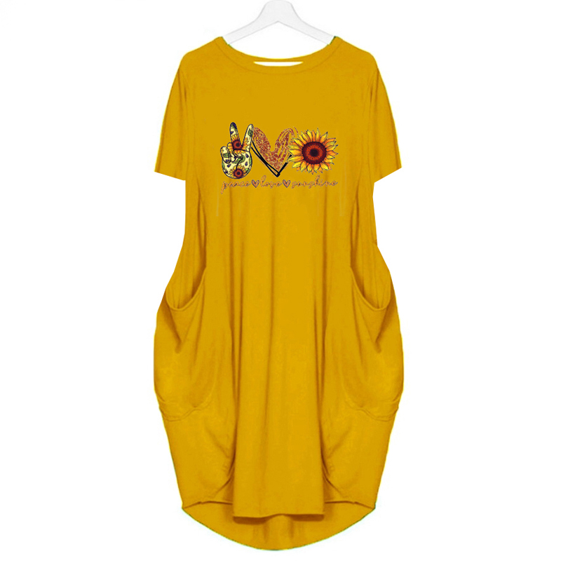 comfortable wholesale Printed Casual Pocket Short Sleeve Dress NSJIN61956