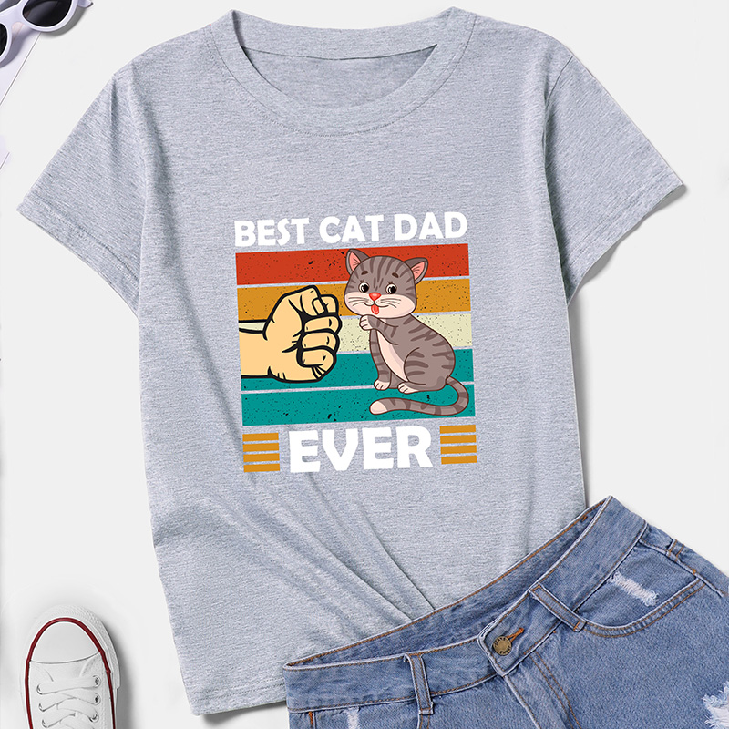 Camiseta de manga corta con estampado de puños de gato NSYAY61989