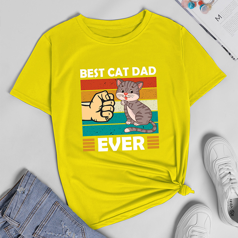 Cat fist print short-sleeved T-shirt NSYAY61989