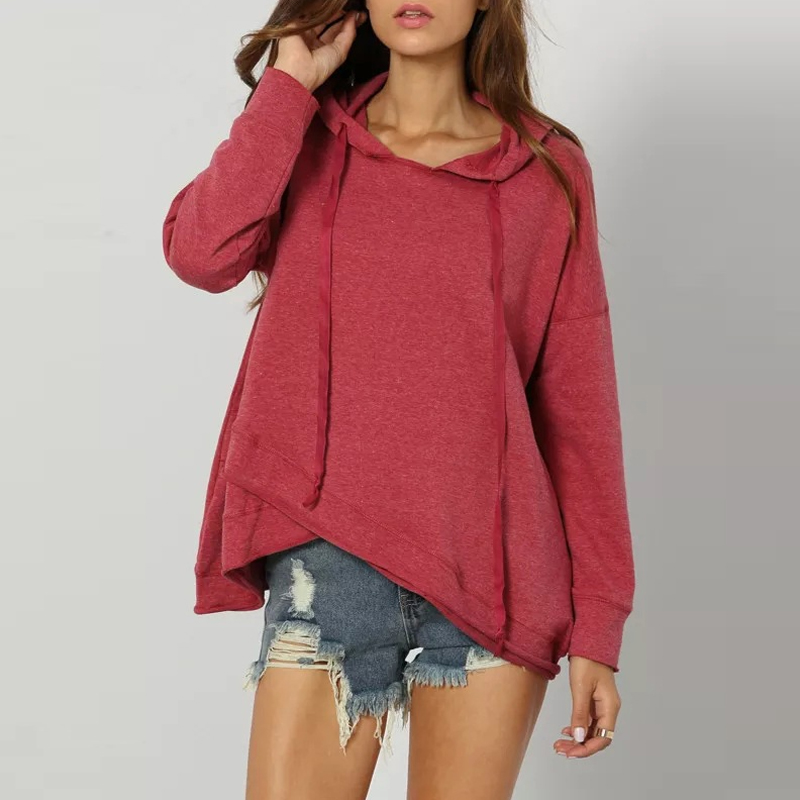 wholesale women s clothing Nihaostyles Solid Color Hooded Irregular Hem Sweater NSXIA65497