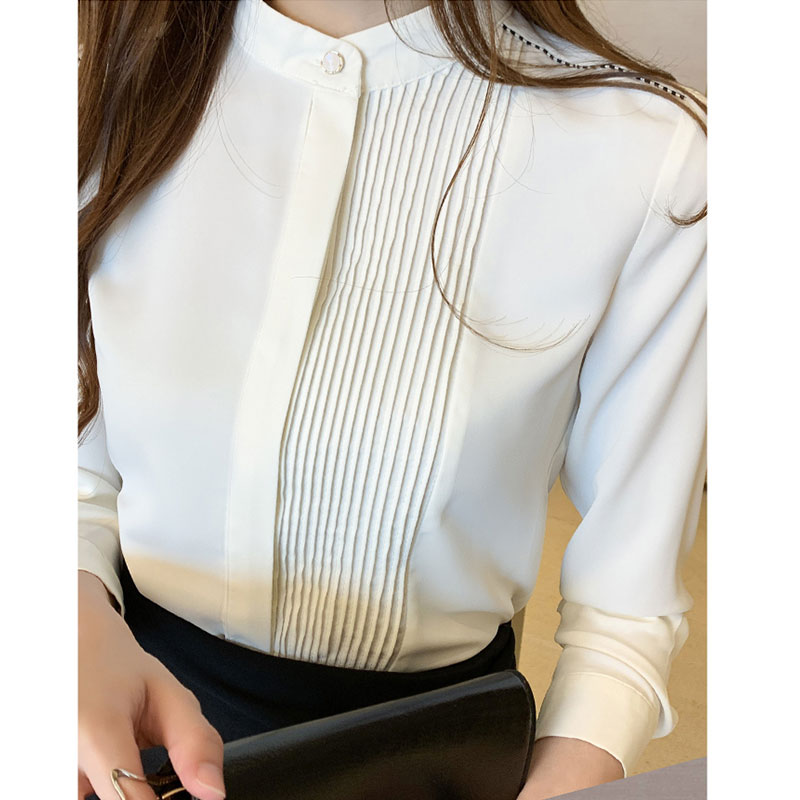 Solid Color Long Sleeve Round Neck Shirt NSJIM67989