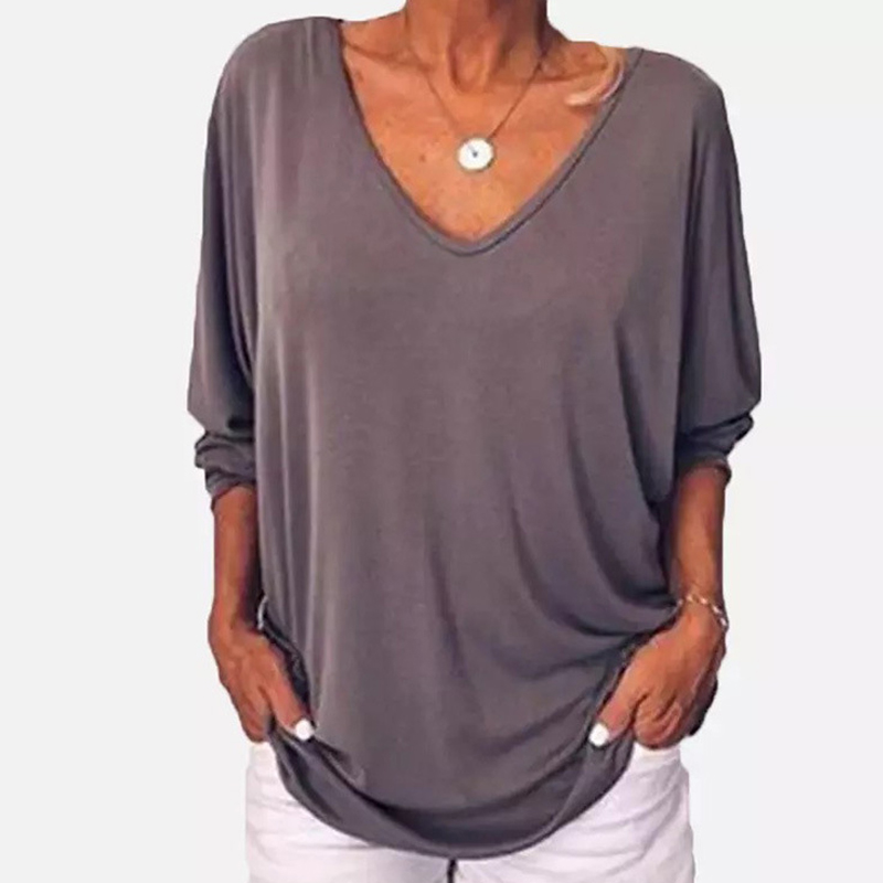 Women s new style V-neck long sleeve T-shirt nihaostyle clothing wholesale NSYID69555