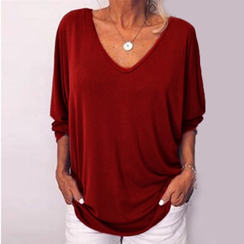 Women s new style V-neck long sleeve T-shirt nihaostyle clothing wholesale NSYID69555