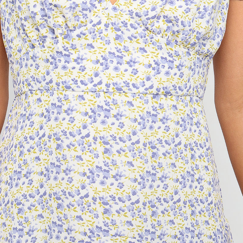 Floral Print Short Sleeve V Neck Slim Dress NSJIM66162