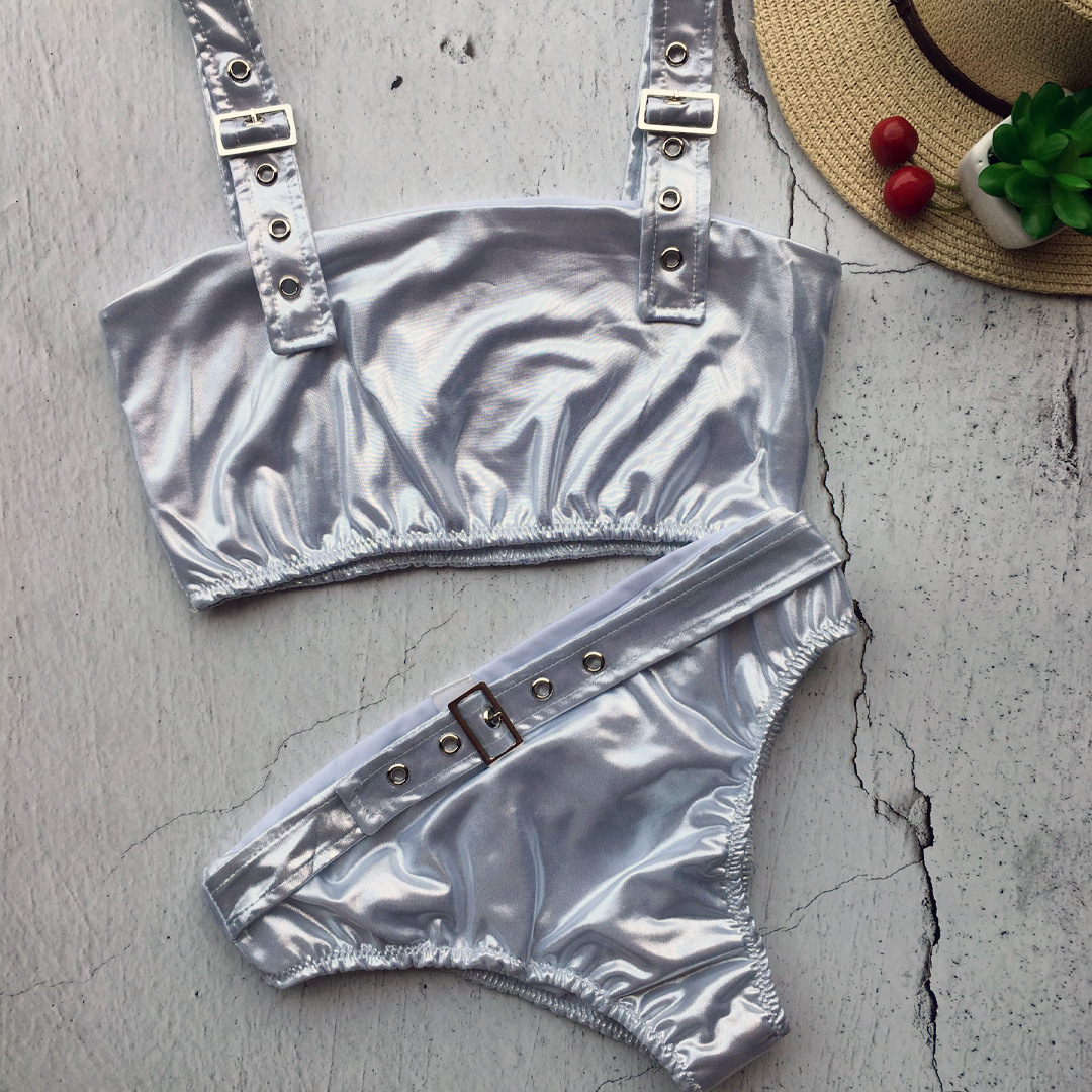 nihaostyle clothing wholesale Split buckle sequin bikini NSLUT66511