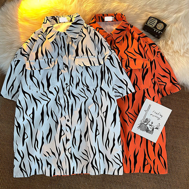 wholesale clothing vendors Nihaostyles loose print lapel fashion short-sleeved shirt NSYID67065