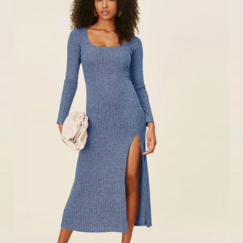 sexy split knit long-sleeved dress Nihaostyles wholesale clothing vendor NSXIA73186