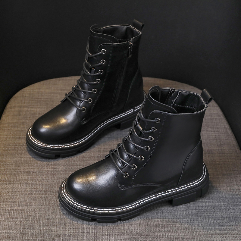 Flat lace-up side zip Martin boots nihaostyles clothing wholesale NSYUS74926