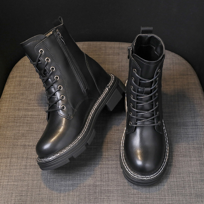 Flat lace-up side zip Martin boots nihaostyles clothing wholesale NSYUS74926