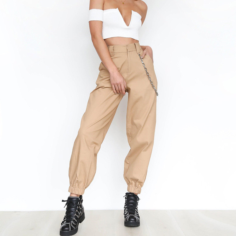 Solid Color Chain Pants NSXIA75347