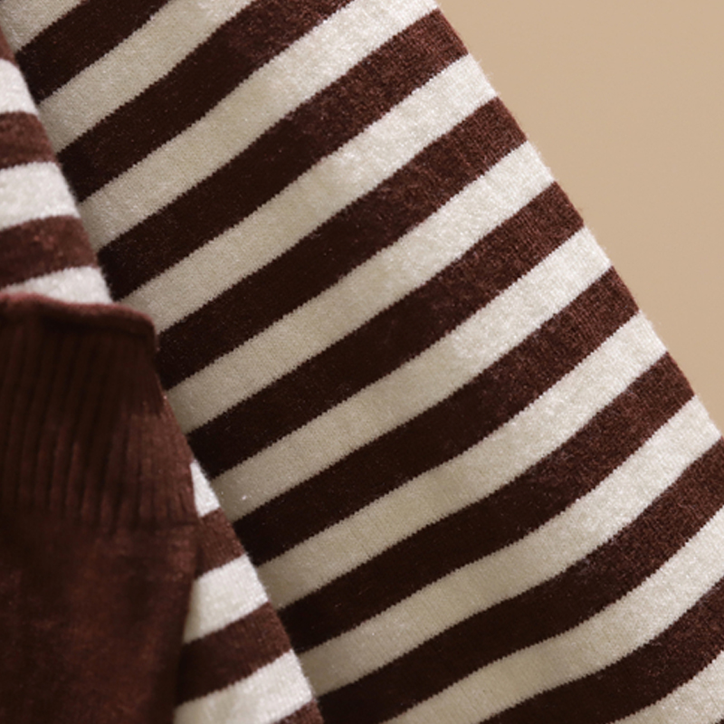  V-neck stitching pocket striped knit top Nihaostyles wholesale clothing vendor NSYID74971