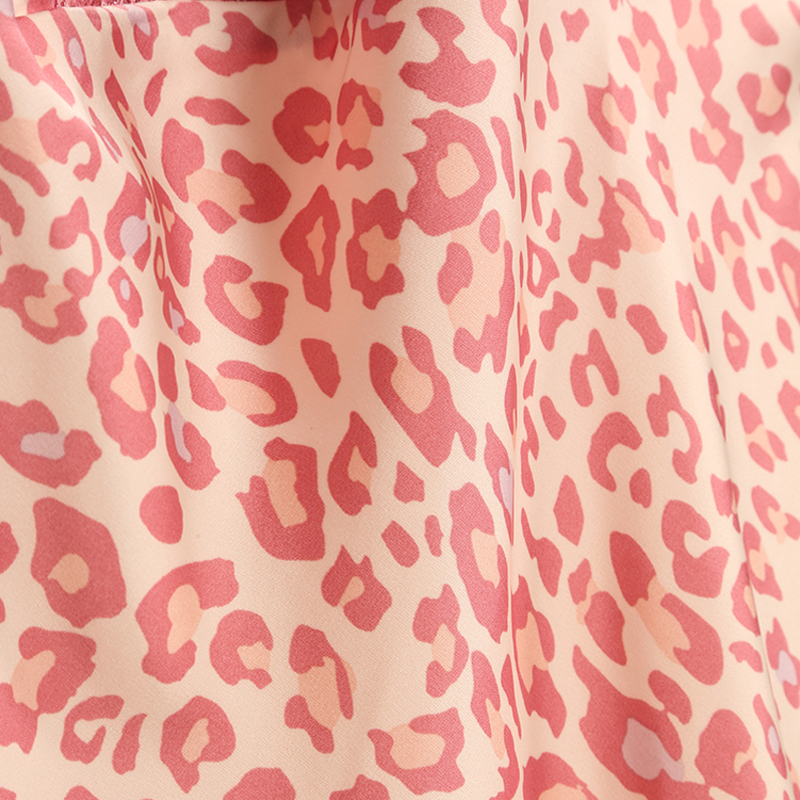 ice silk thin satin chiffon leopard print Pajamas with chest pad nihaostyles clothing wholesale NSYID75326
