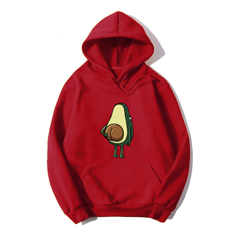 Avocado cartoon print loose plus velvet hoodie nihaostyles clothing wholesale NSYAY76956