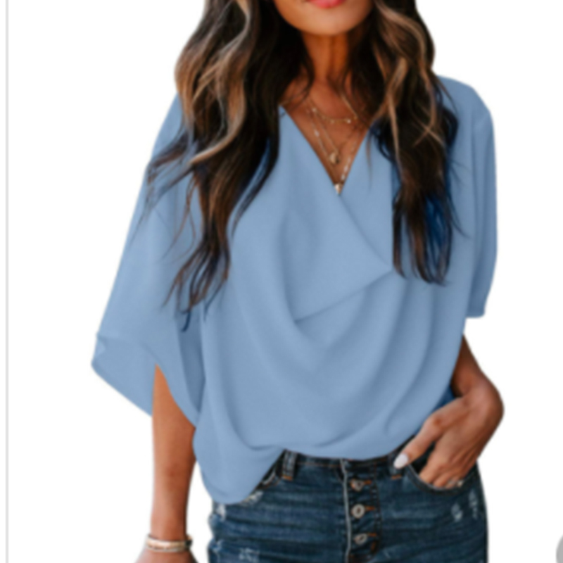 loose v-neck casual tops Nihaostyles wholesale clothing vendor NSOUY72702