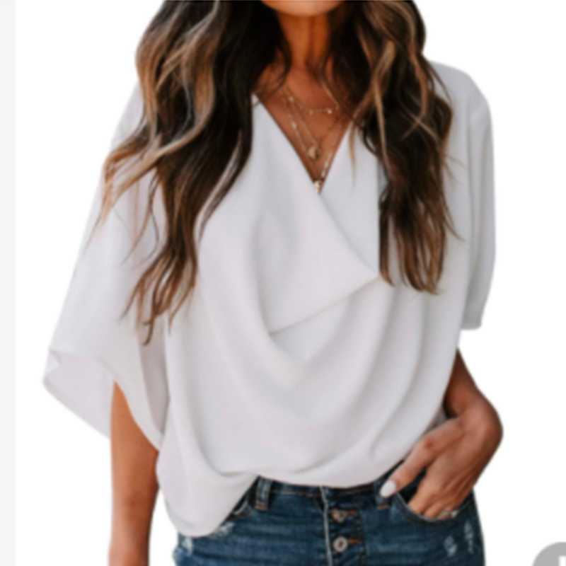 loose v-neck casual tops Nihaostyles wholesale clothing vendor NSOUY72702