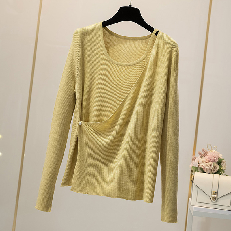 women s off-the-shoulder long-sleeved knitted top nihaostyles wholesale clothing NSYID79358