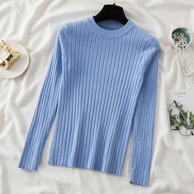 Low Round Neck Bottoming Long Sleeves Pullover Sweater NSYID79357