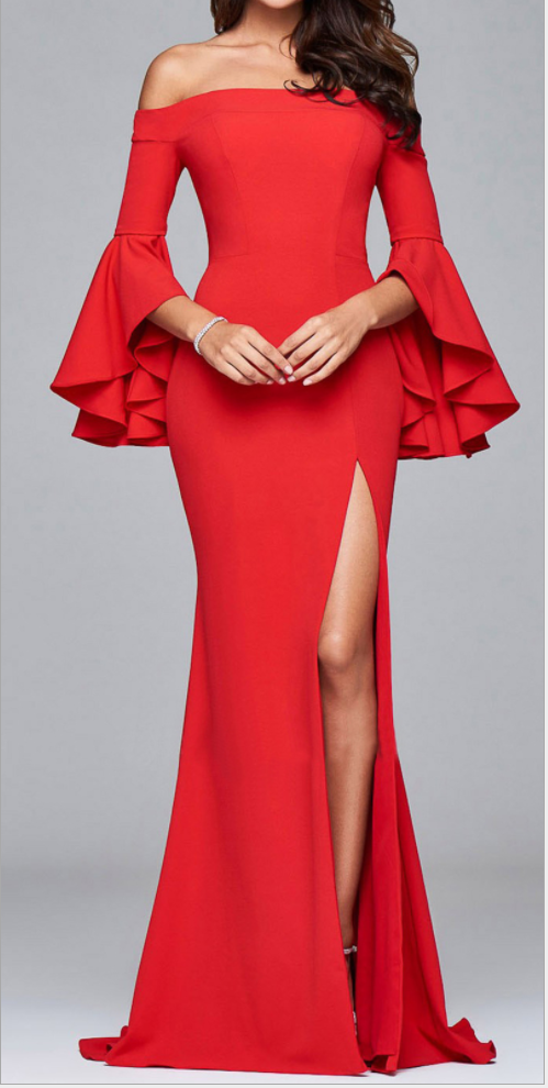 autumn and winter women s long-sleeved off-the-shoulder splitted evening dress nihaostyles wholesale clothing  NSYIS79350