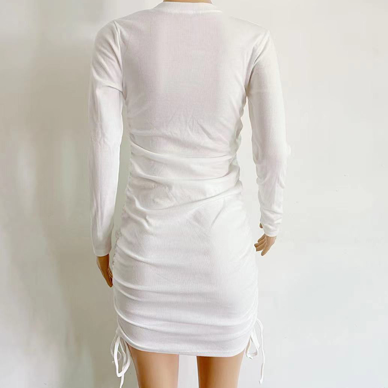 women s round neck package hip short dress nihaostyles wholesale clothing NSXMI80779