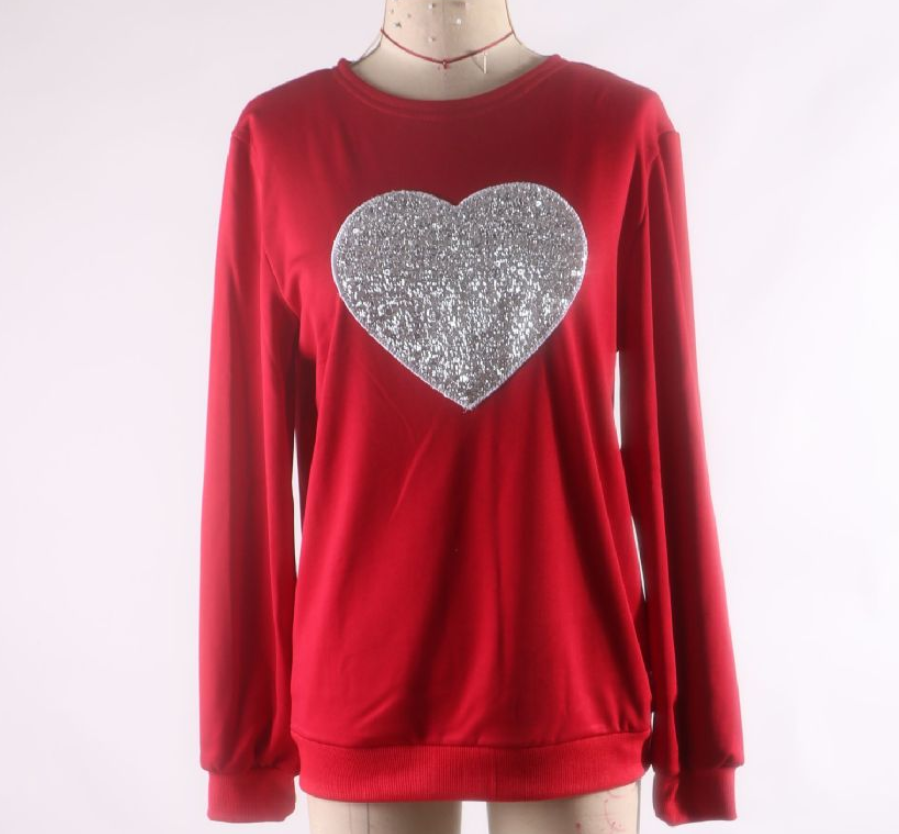 autumn and winter women s round neck love sequined sweatershirt nihaostyles wholesale clothing NSYIS80799
