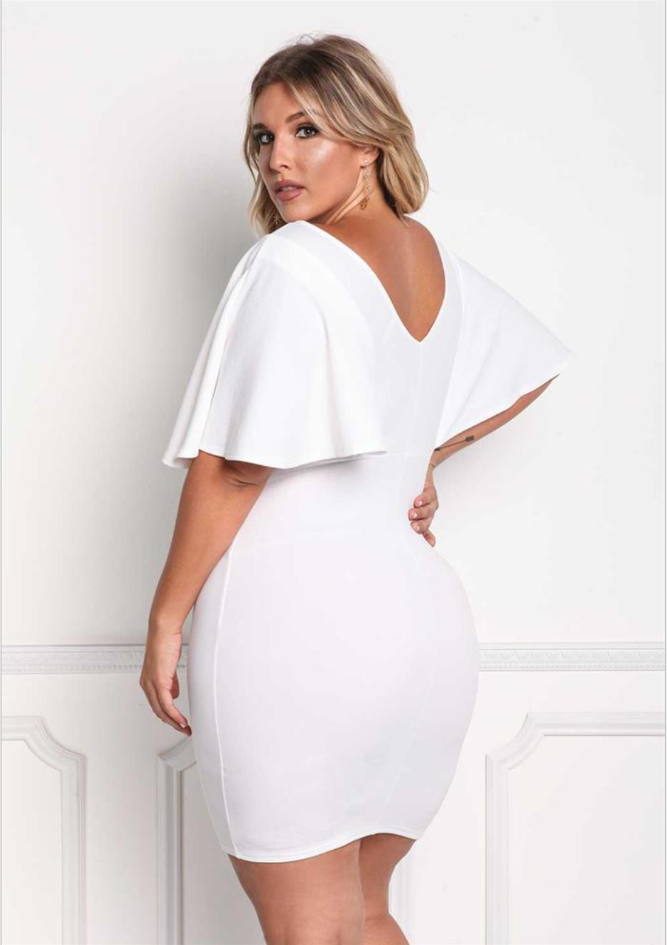 V-neck mid-sleeve plus size dress nihaostyles clothing wholesale NSYIS81351