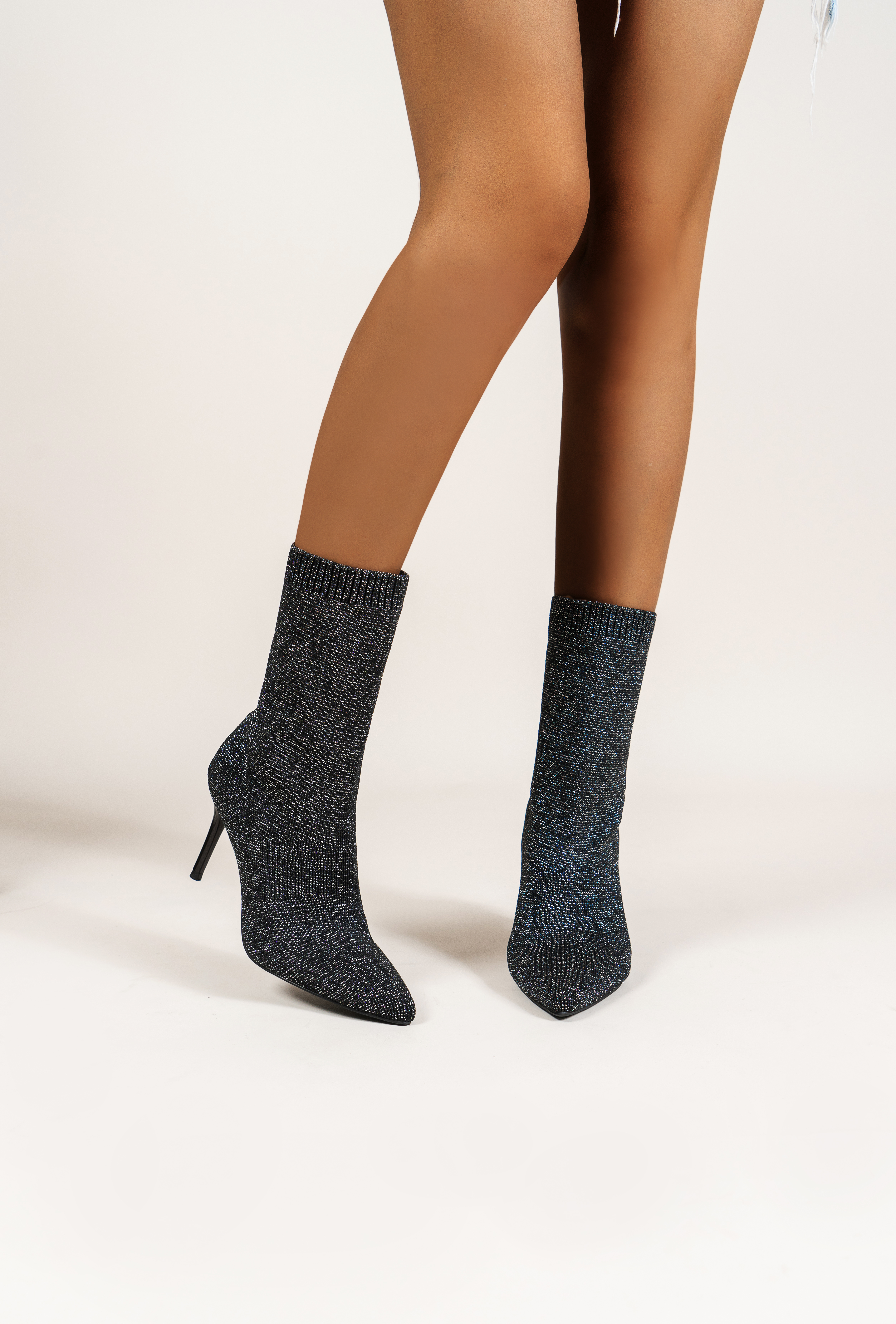 pointed toe woven stretch fabric Stiletto short boots nihaostyles clothing wholesale NSYUS81340