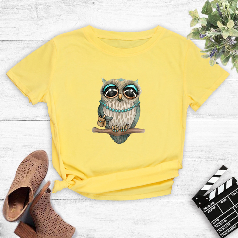 Cartoon Cute Owl Printed T-Shirt NSYAY81294