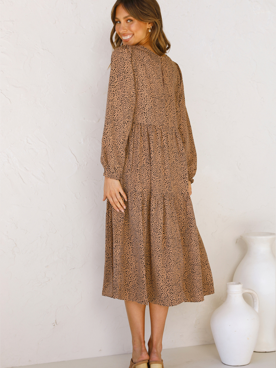 autumn leopard long-sleeved pleated dress nihaostyles wholesale clothing NSXIA83169