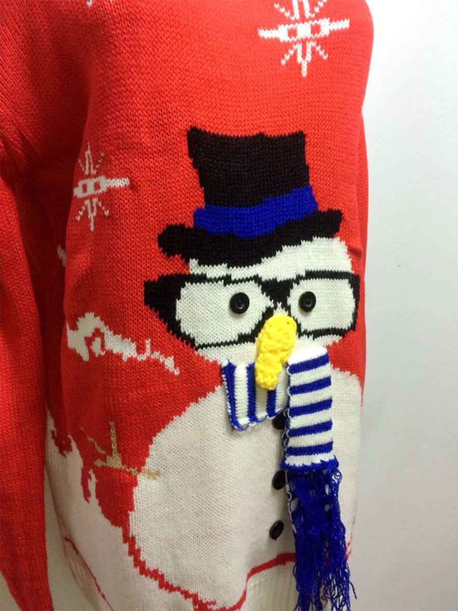 Christmas snowman Jacquard sweater nihaostyles wholesale Christmas costumes NSXIA83192