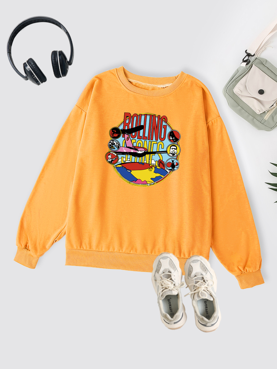 Round Neck Long Sleeve Loose Animated Print Sweatshirt NSSYD115300