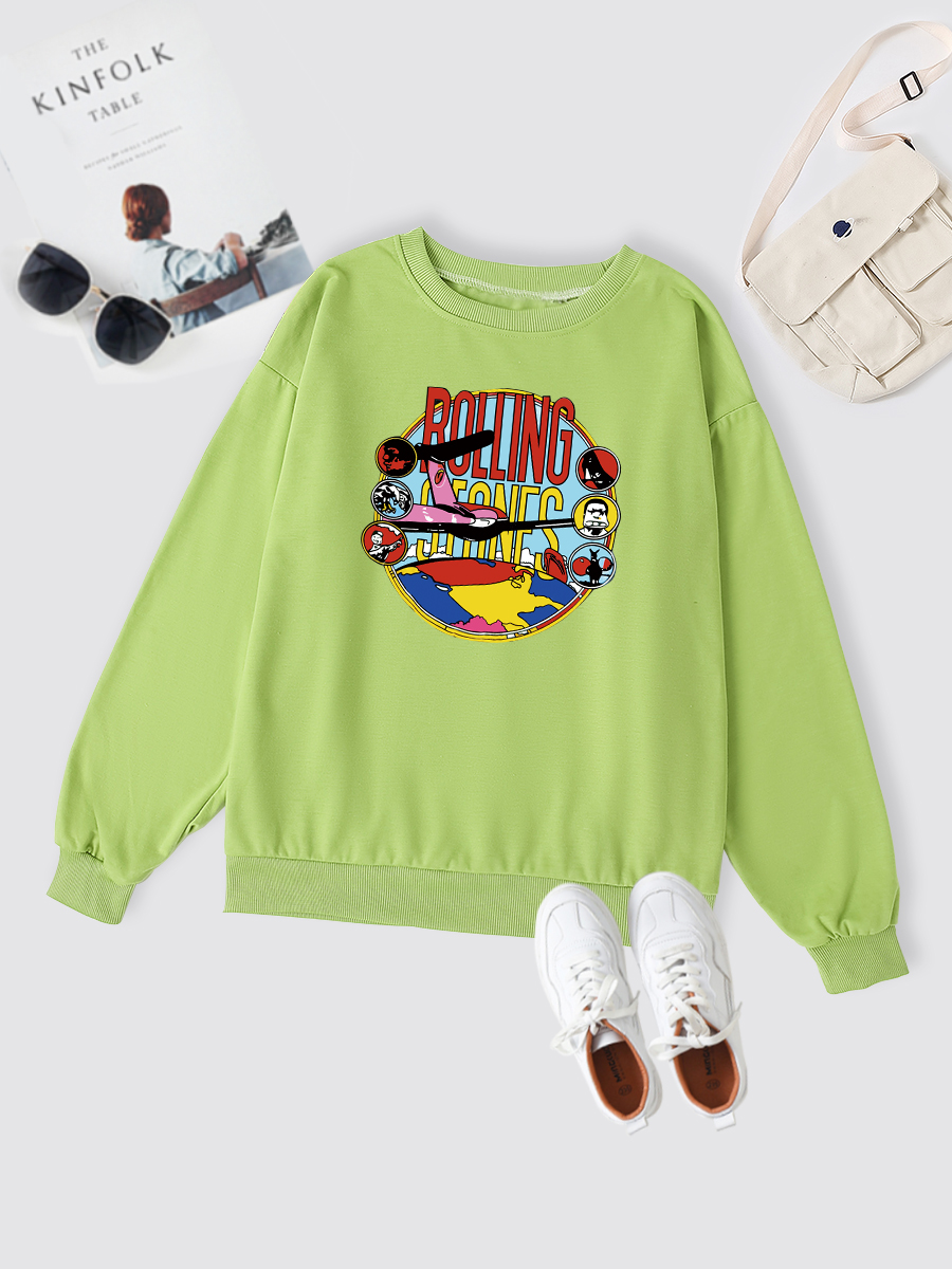 Round Neck Long Sleeve Loose Animated Print Sweatshirt NSSYD115300