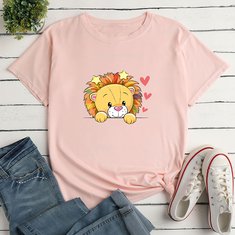 Animal Love Print Short-Sleeved Loose T-Shirt NSYAY115551