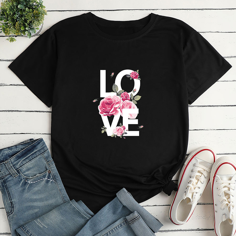 Casual Love Letter Print T-Shirt NSYAY115343