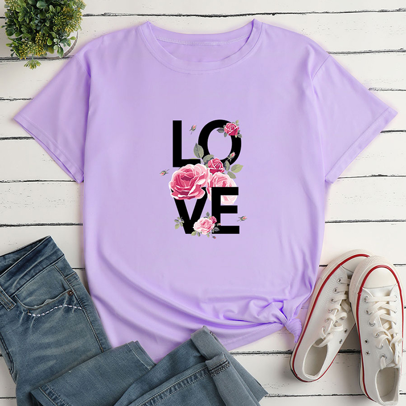 Casual Love Letter Print T-Shirt NSYAY115343