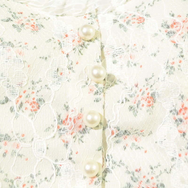 Retro Floral Printed Lace Slim Camisole NSYAY115425
