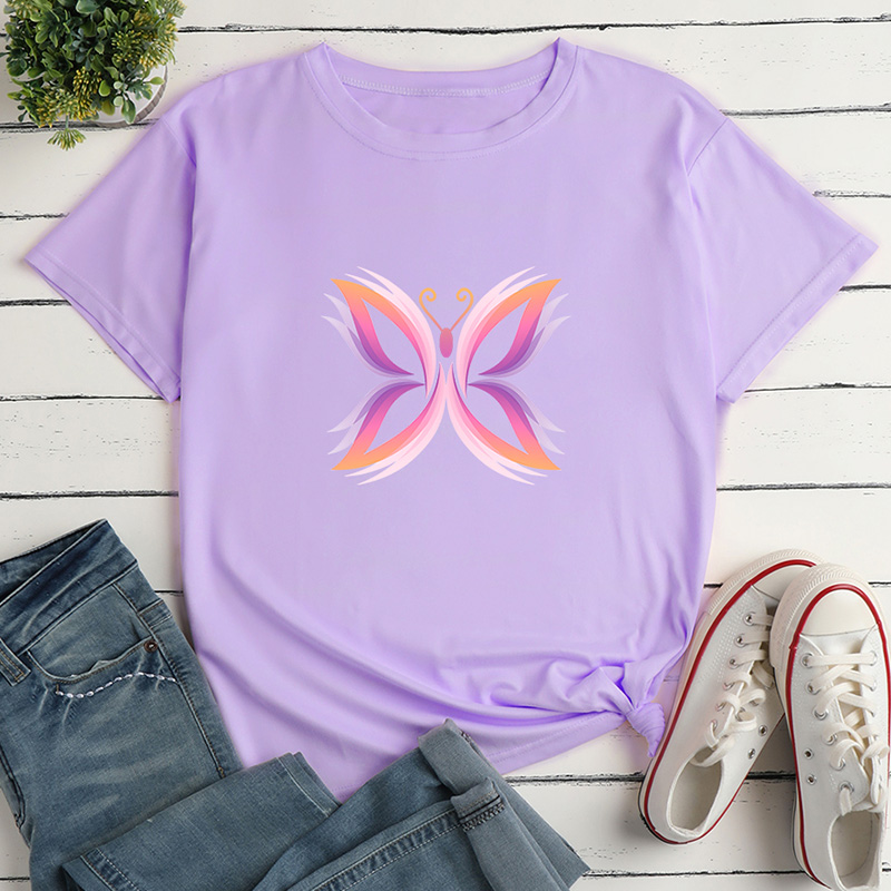 Simple Butterfly Print Short-Sleeved Loose T-Shirt NSYAY115574