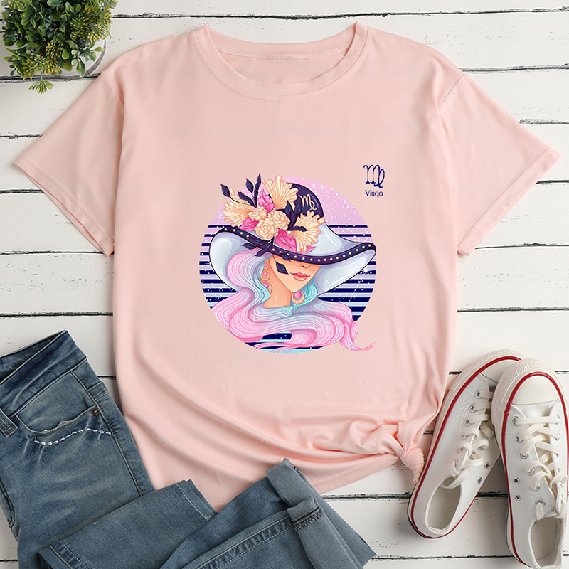 Cartoon Girl Print Ladies Loose Short-Sleeved T-Shirt NSYAY115579
