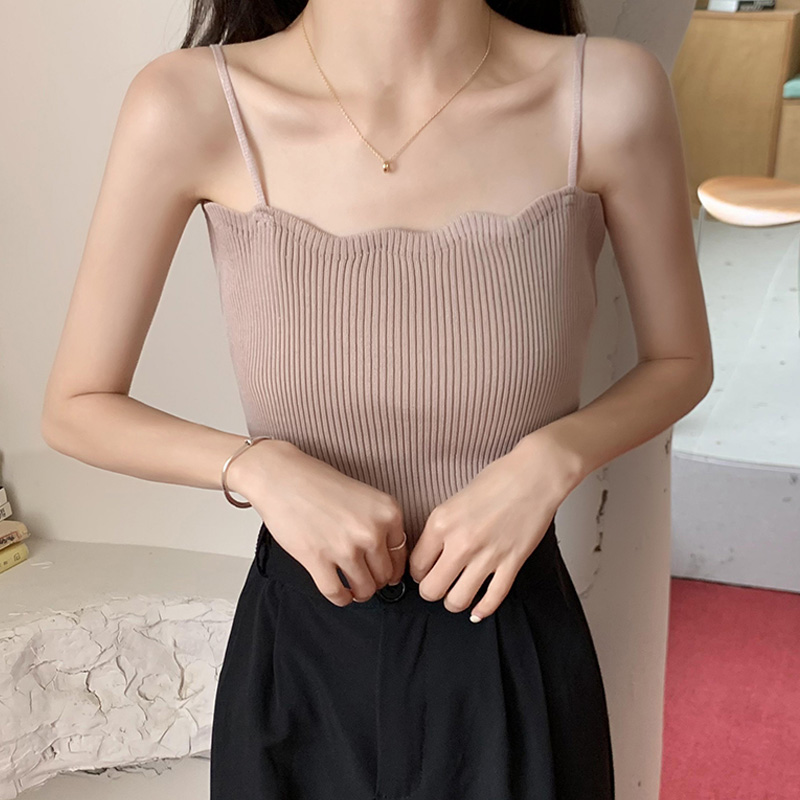 Solid Color Bottoming Knitted Camisole NSYAY116407