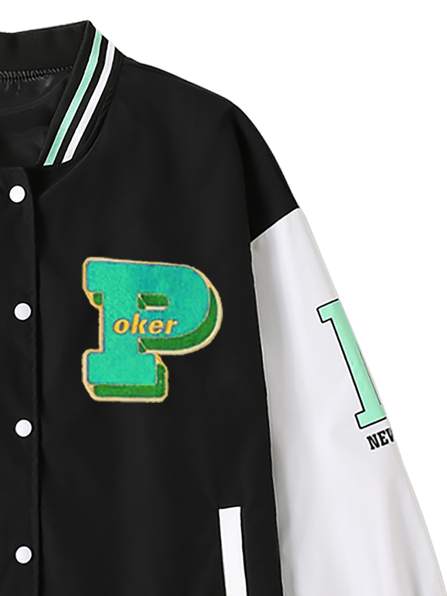 Playing Cards Green Letter P Printed Letter Jacket NSSYD116215