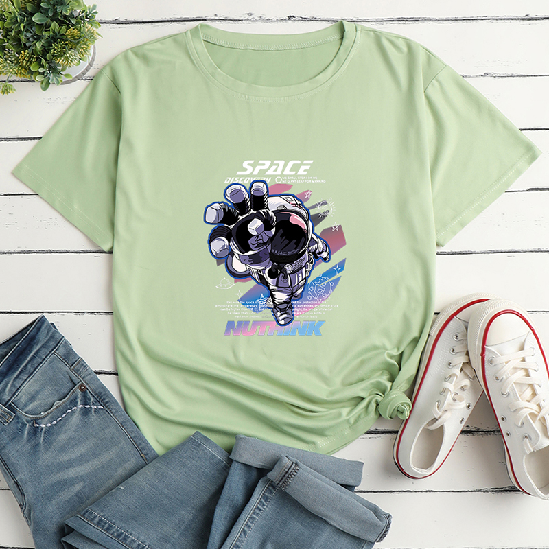 Spaceman Print Short-Sleeved Loose T-Shirt NSYAY116151