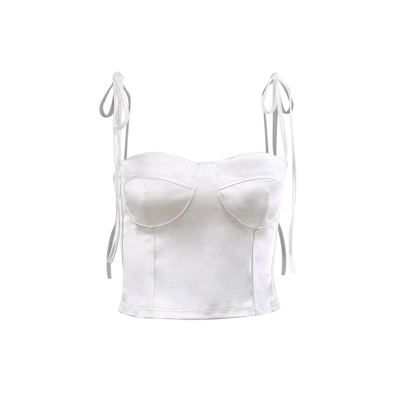 Sling Lace-Up Low-Cut Backless Slim Solid Color Vest NSPPF116245