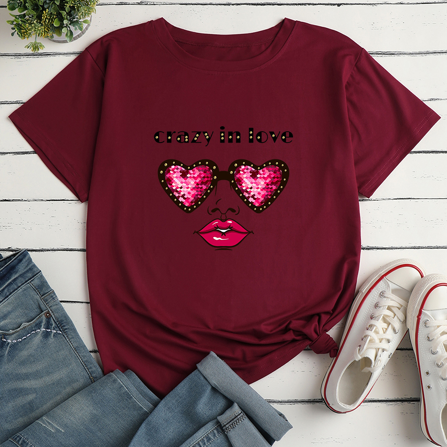 Heart Shaped Eye Print Short Sleeve Loose T-Shirt NSYAY116376